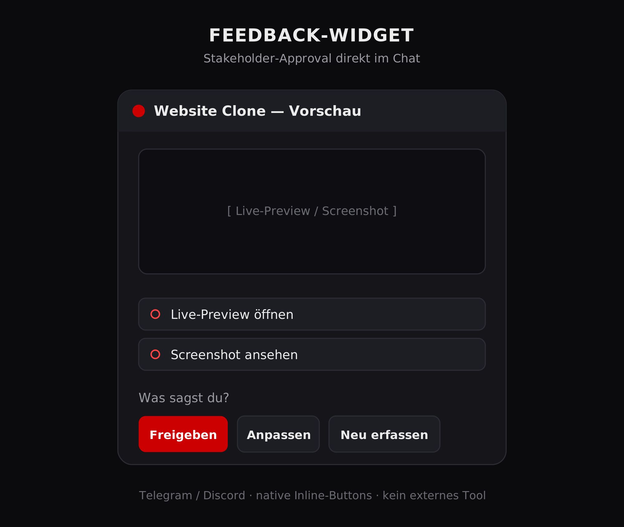 Feedback-Widget mit Inline-Approval im Chat